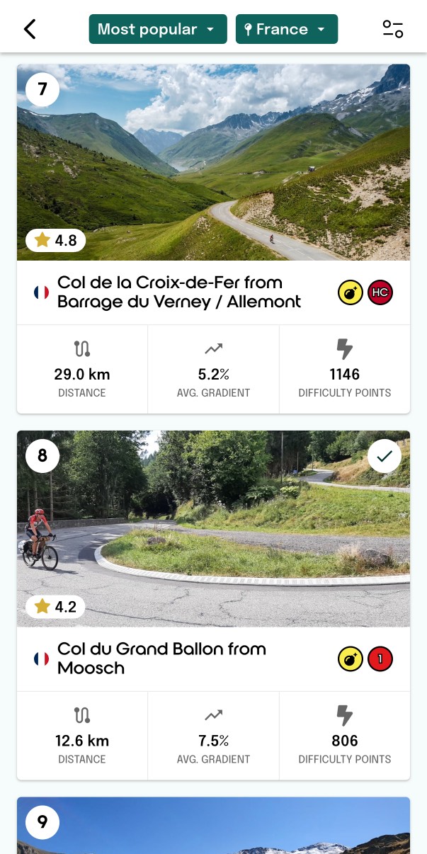 Tick off climbs